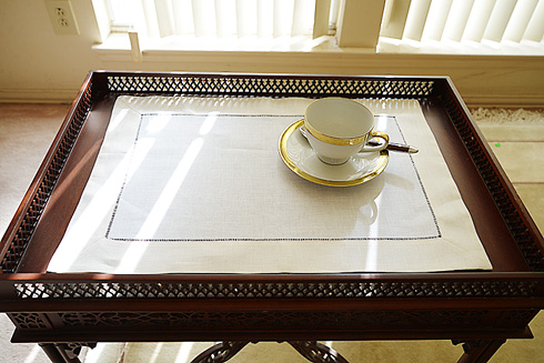 White Hemstitch Placemat 14"x20". Winter White color border